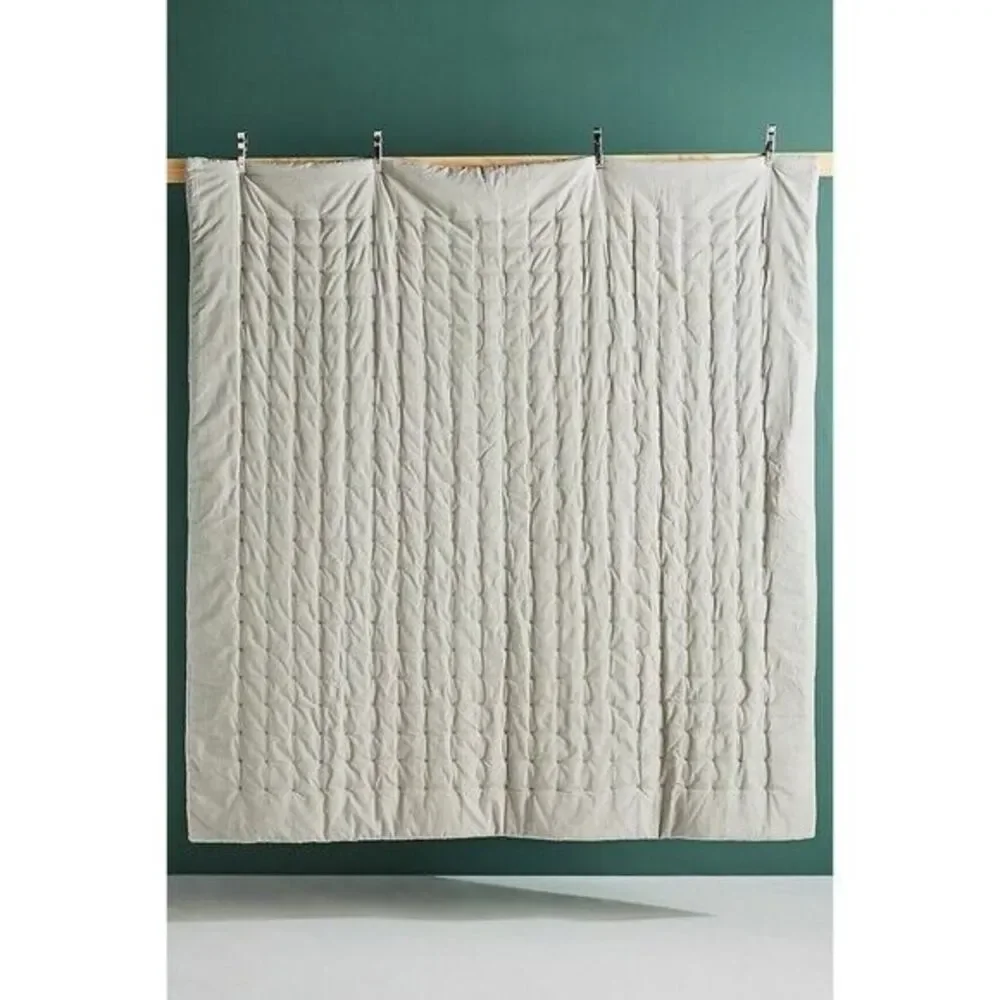 New Anthropologie Velvet Emery Twin Size Quilt in Gray 68